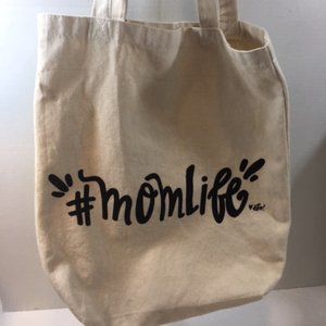 "#MomLife" Canvas Cotton Travel Shopping Beach Tote Bag 14"x16"